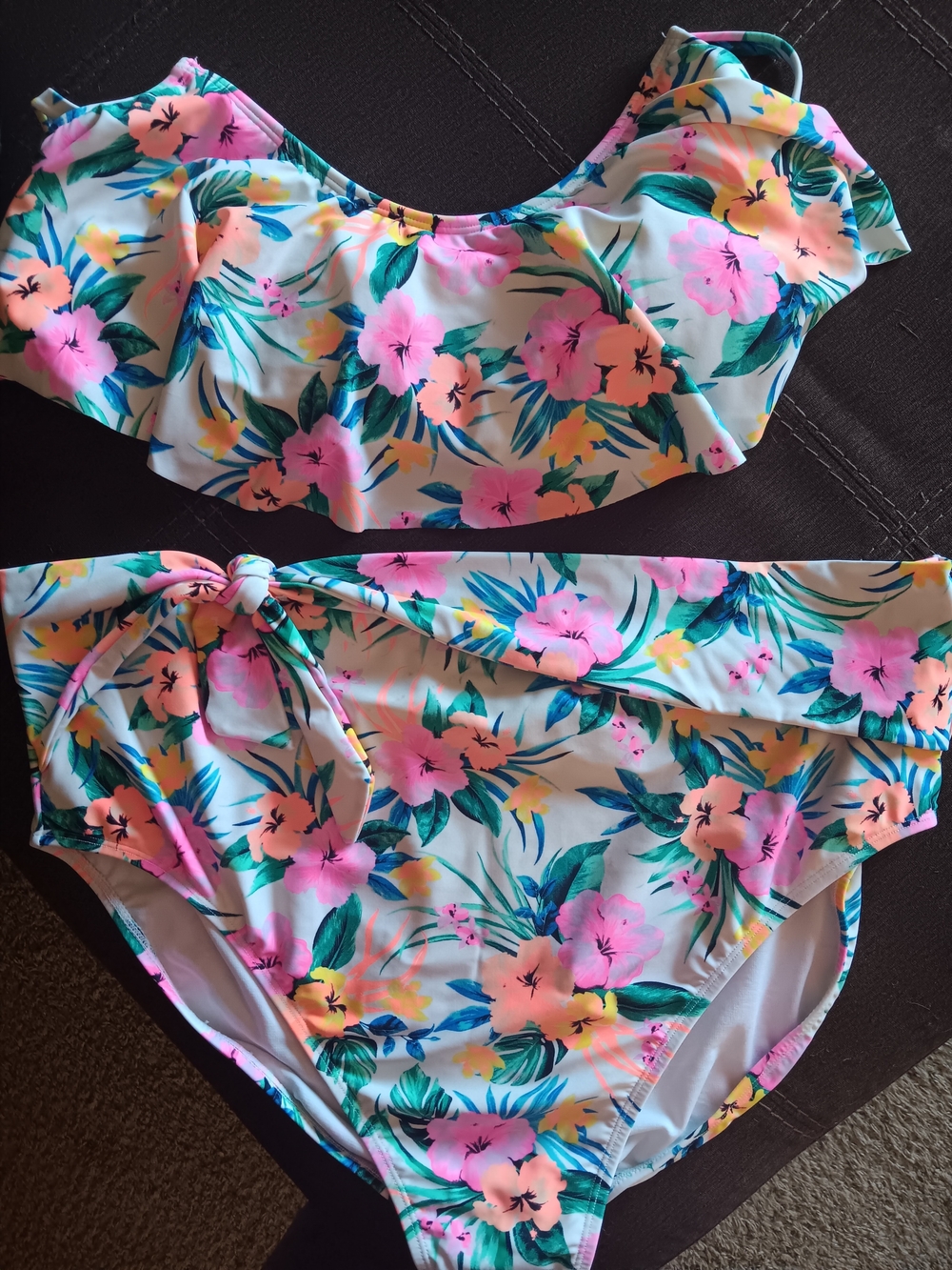 Rue21 Floral Off-Shoulder Bikini Set in White, Pink, Green, Yellow